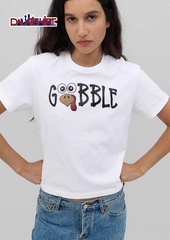 Gobble turkey face lettering cartoon style shirt