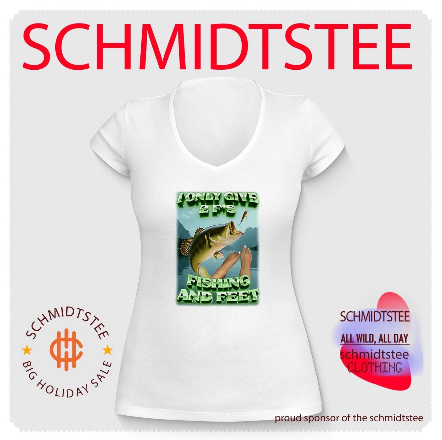 I only give 2 F’s fishing and feet funny fish illustration shirt