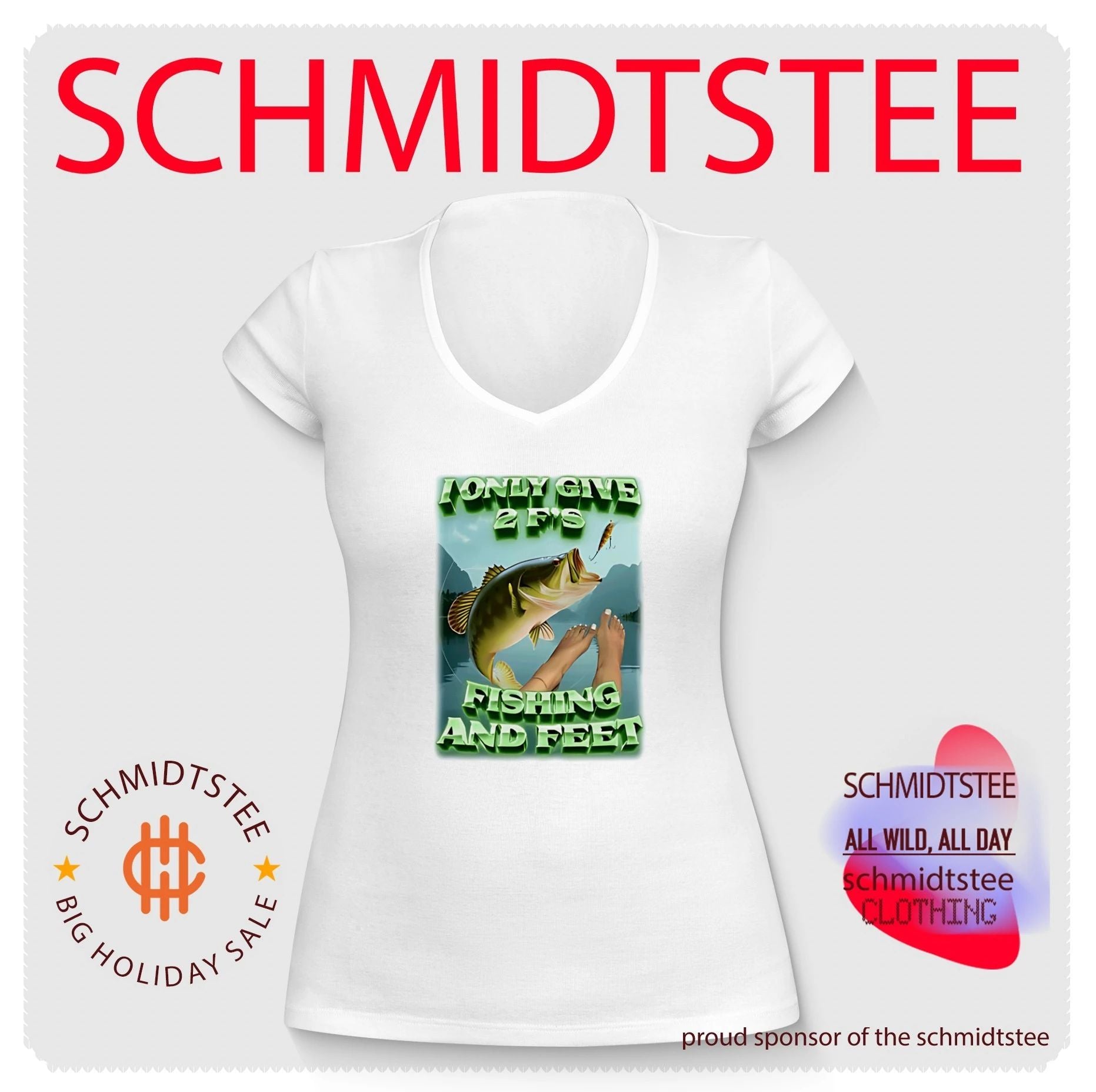 I only give 2 F’s fishing and feet funny fish illustration shirt