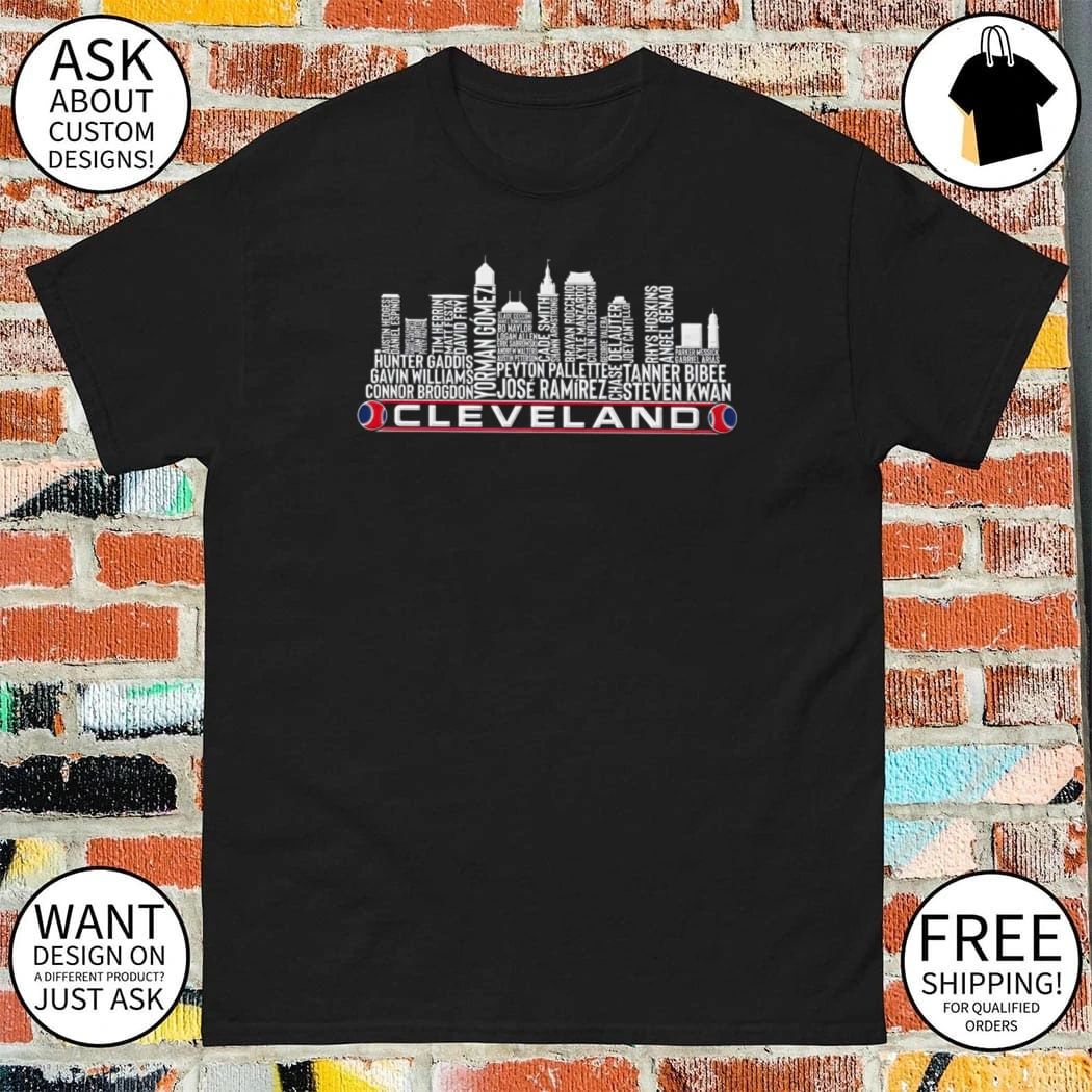 Cleveland Baseball Team Current Roster Cleveland City Skyline shirt