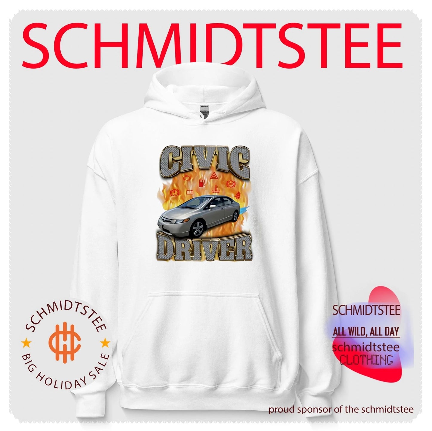 Civic driver car on flame graphic shirt