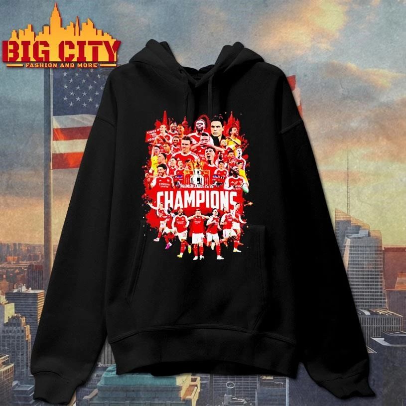 Arsenal Premier League Champions 25 26 Gunners Trophy Graphic Shirt