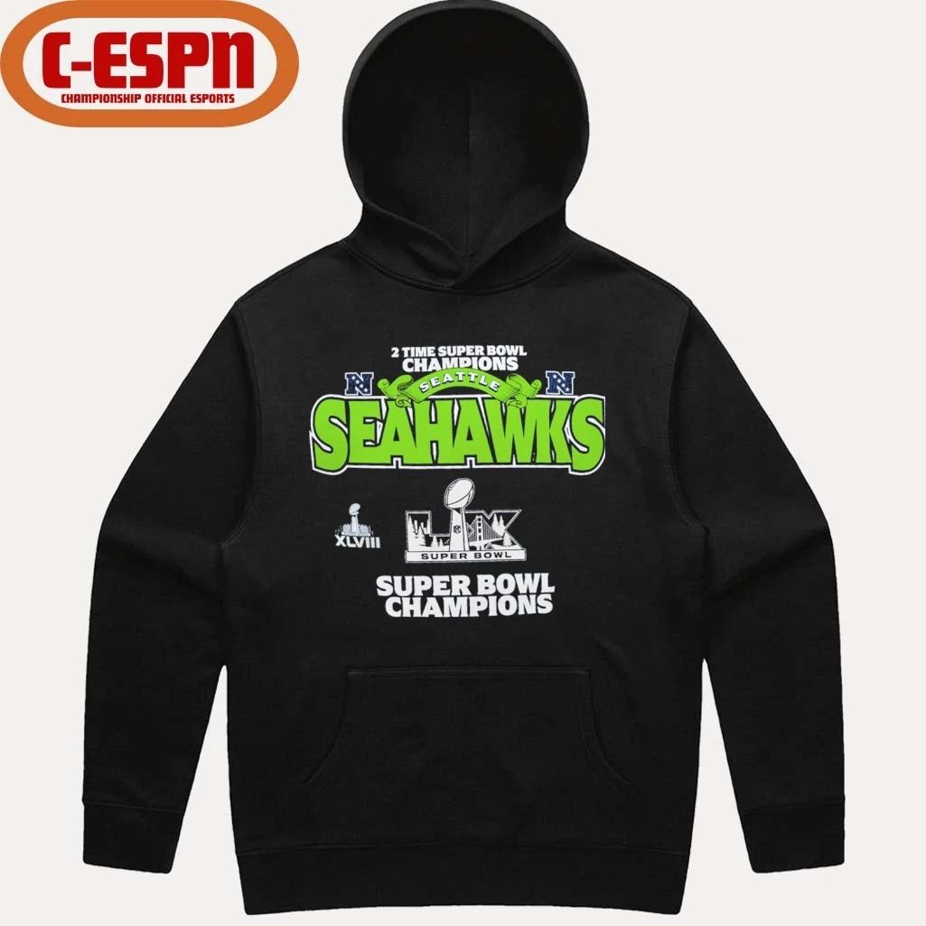 Seattle Seahawks 2-Time Super Bowl Champions Primetime T-Shirt