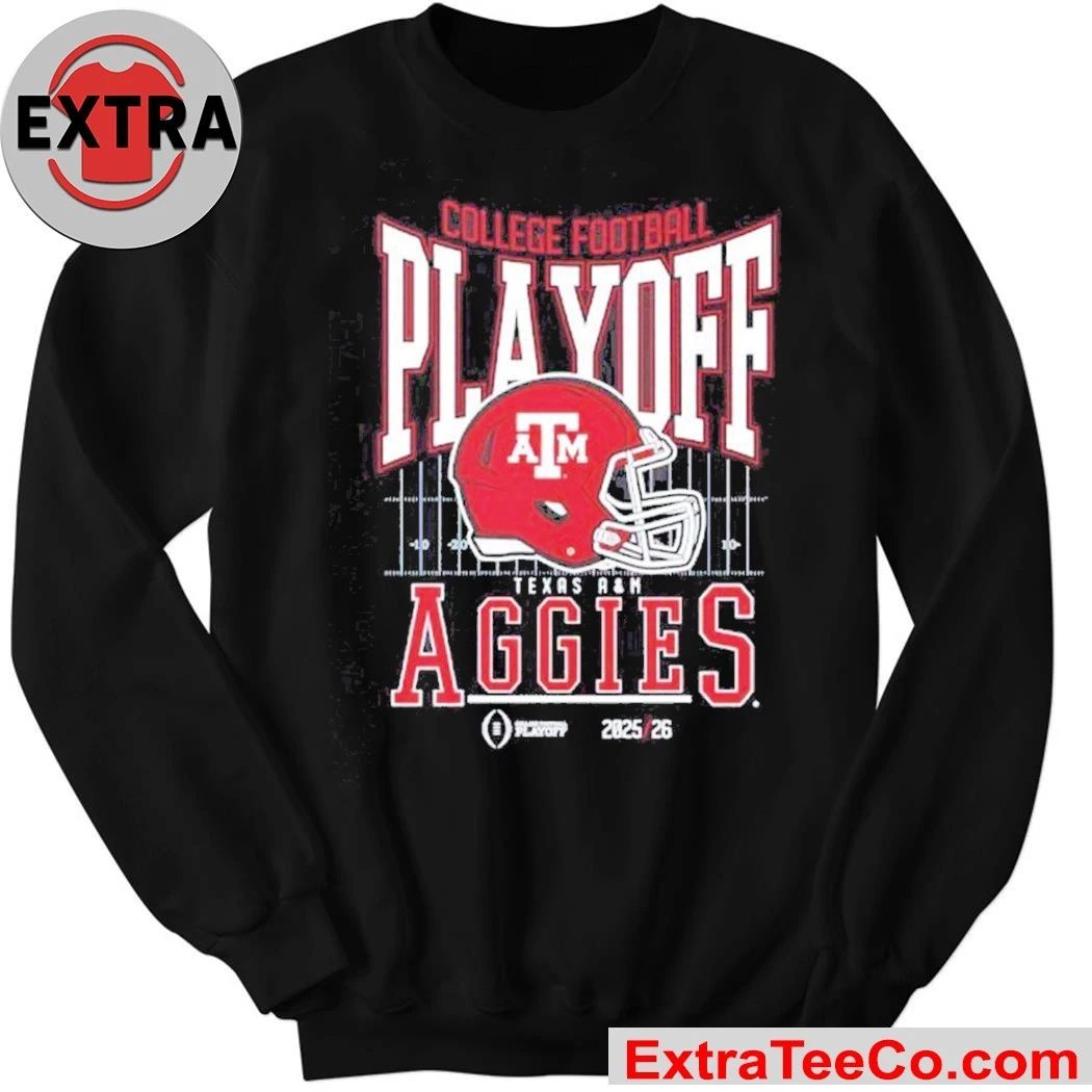 Texas A and M Aggies 2025-2026 College Football Playoff Bound Helmet And Logo Shirt