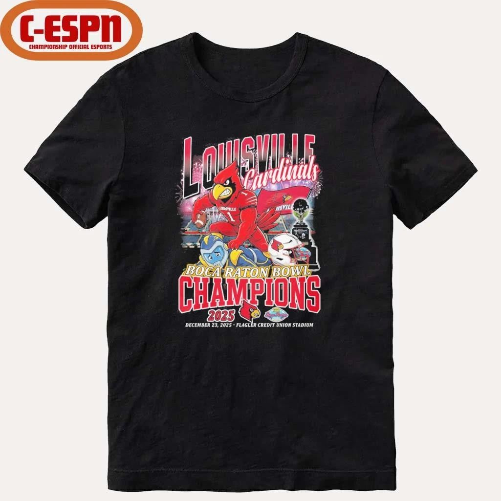 Louisville Cardinals Mascot 2025 Boca Raton Bowl Champions Shirt