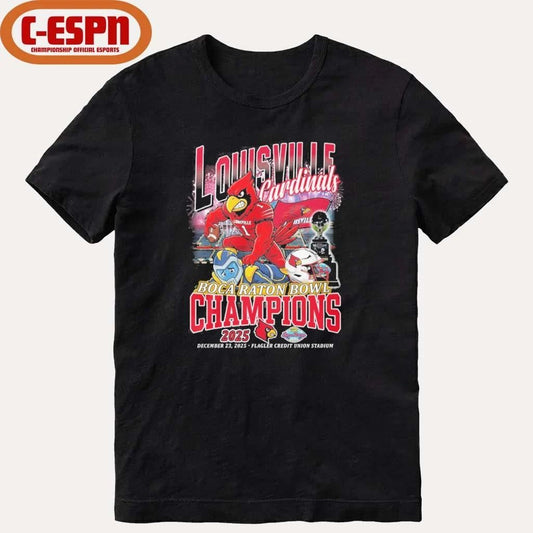 Louisville Cardinals Mascot 2025 Boca Raton Bowl Champions Shirt