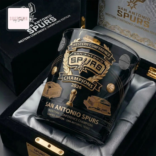 San Antonio Spurs 2026 Western Conference Champions Limited Edition Commemorative Gold Whiskey Glass