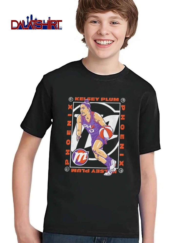 Las Vegas Aces Kelsey Dan Plum woman dribbling basketball illustration style shirt