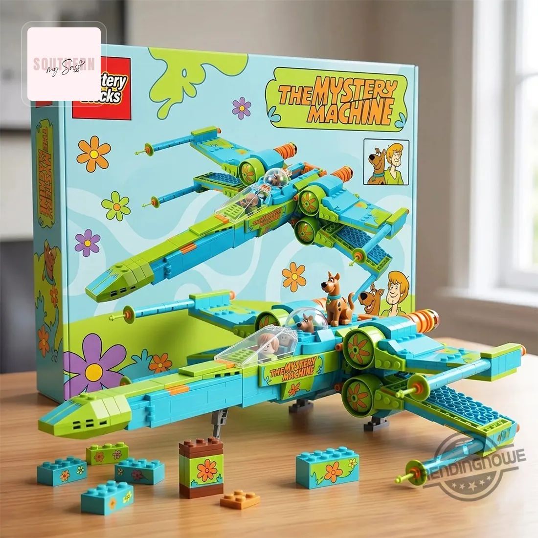 Scooby-Doo Mystery Machine X-Wing Starfighter Hybrid Building Blocks Set