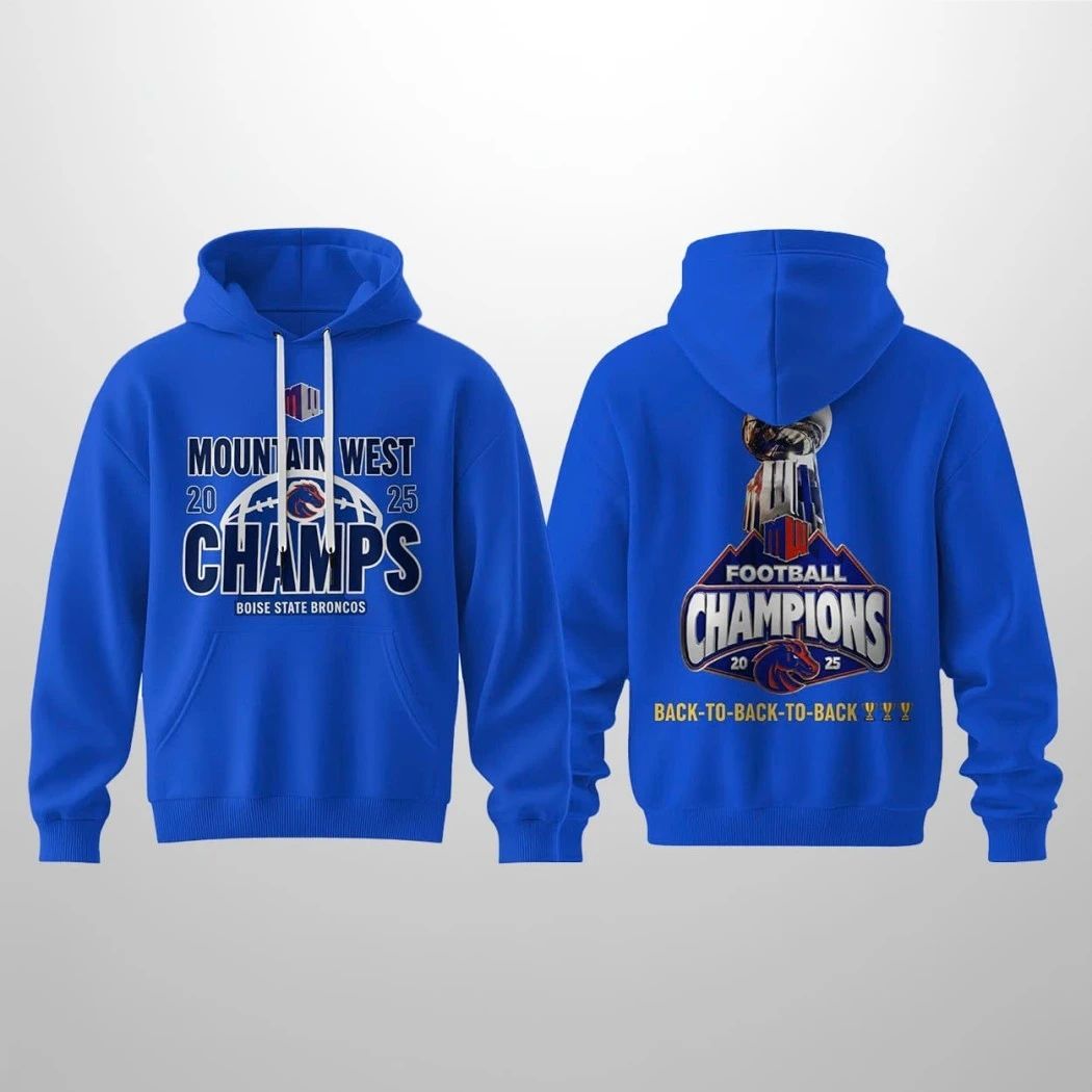 Boise State Mountain West Championship Back To Back To Back Cup Logo 2025 Two Sided T-Shirt