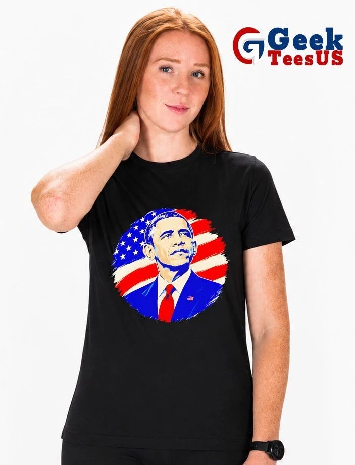 Barack Obama American flag portrait US president shirt