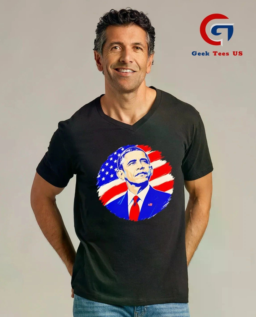Barack Obama American flag portrait US president shirt