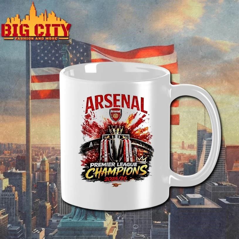 Arsenal Premier League Champions 2025 26 Retro Football Graphic Shirt