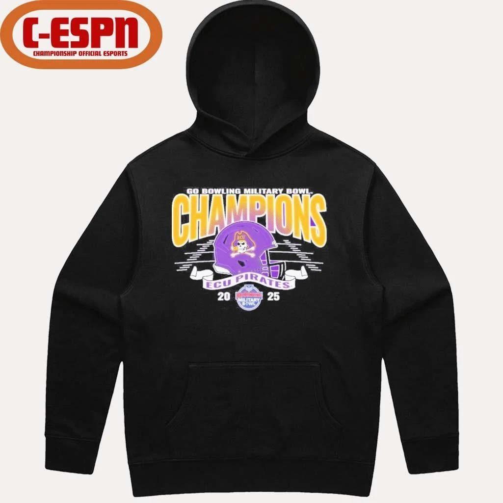 ECU Pirates 2025 Military Bowl Champions Helmet T-Shirt