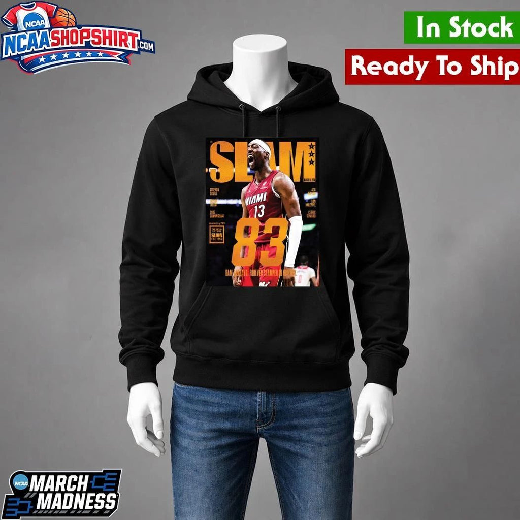 Bam Adebayo Miami Heat On The Cover Of SLAM 261 83 Points Forever Stamped In History Orange Metal Shirt