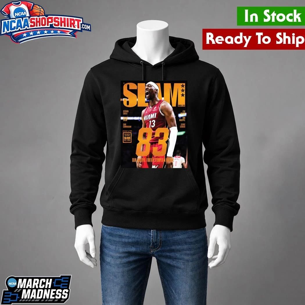 Bam Adebayo Miami Heat On The Cover Of SLAM 261 83 Points Forever Stamped In History Orange Metal Shirt