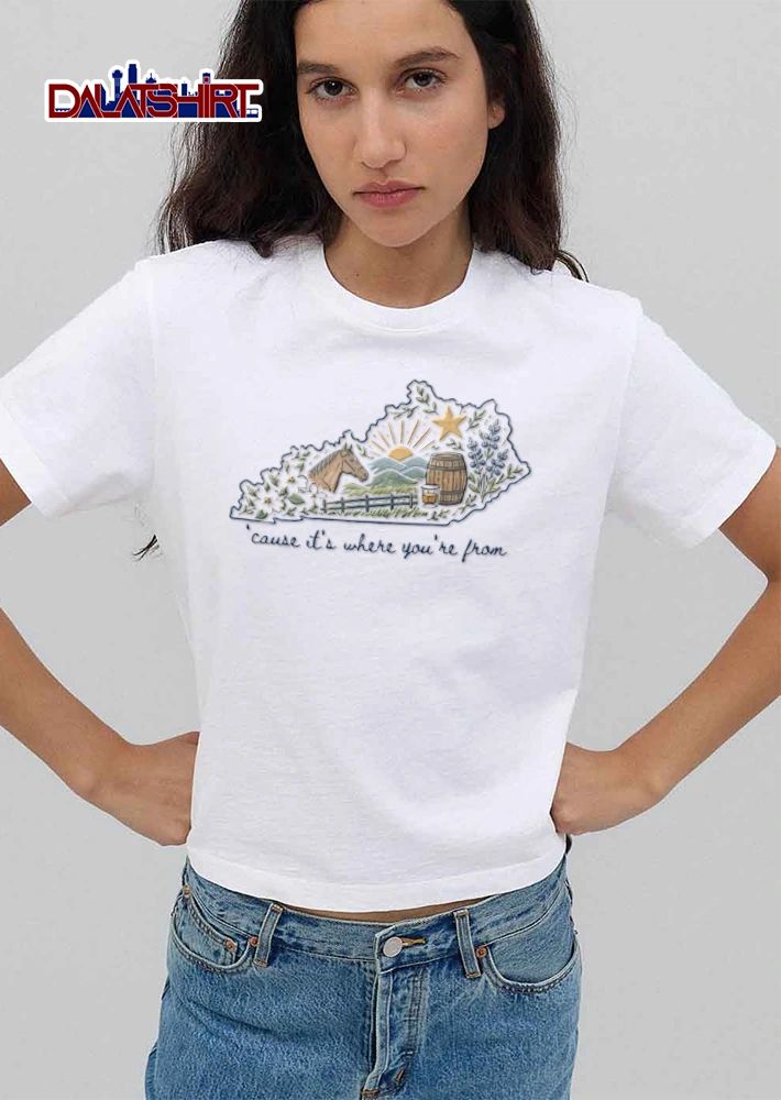 Cause Its Where You Are From kentucky map horse barrel whiskey flowers shirt