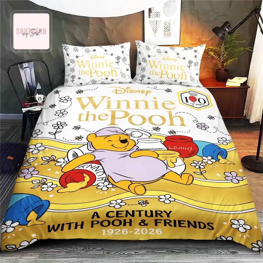 Disney Winnie the Pooh 100th Anniversary 1926-2026 Commemorative Cartoon Bedding Set