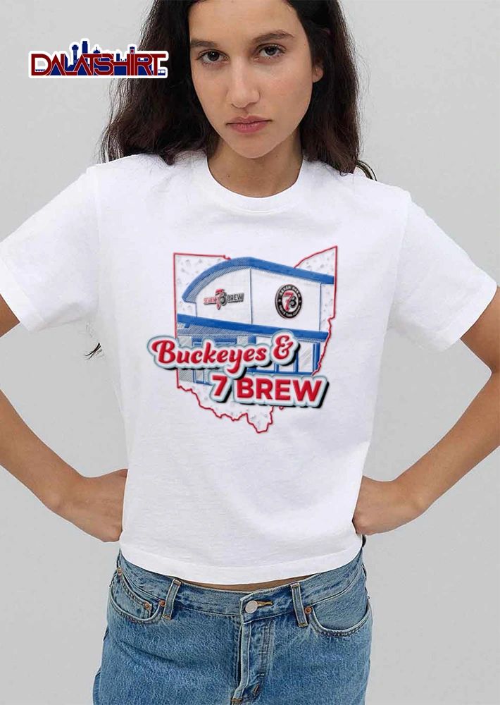 Seven Brew Buckeyes And 7 coffee shop ohio state outline shirt