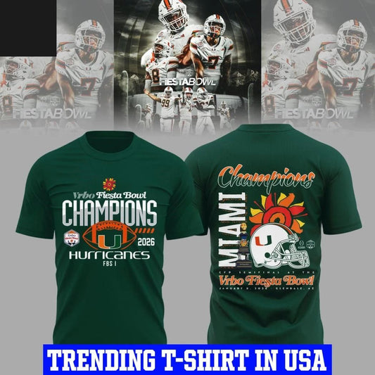 Miami Hurricanes 2025 Fiesta Bowl Champions NCAA Playoffs Shirt
