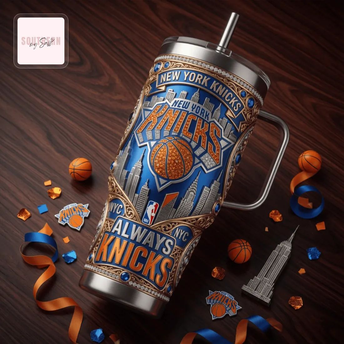 New York Knicks Luxury 3D Embossed Collector’s Edition Stainless Steel 40oz Tumbler