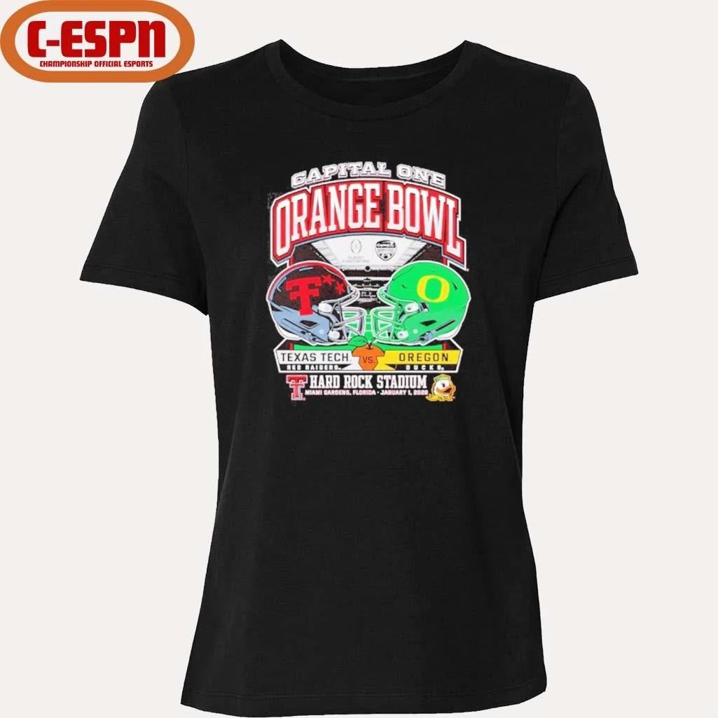Texas Tech 2025 Orange Bowl Dueling Helmets vs. Oregon Shirt
