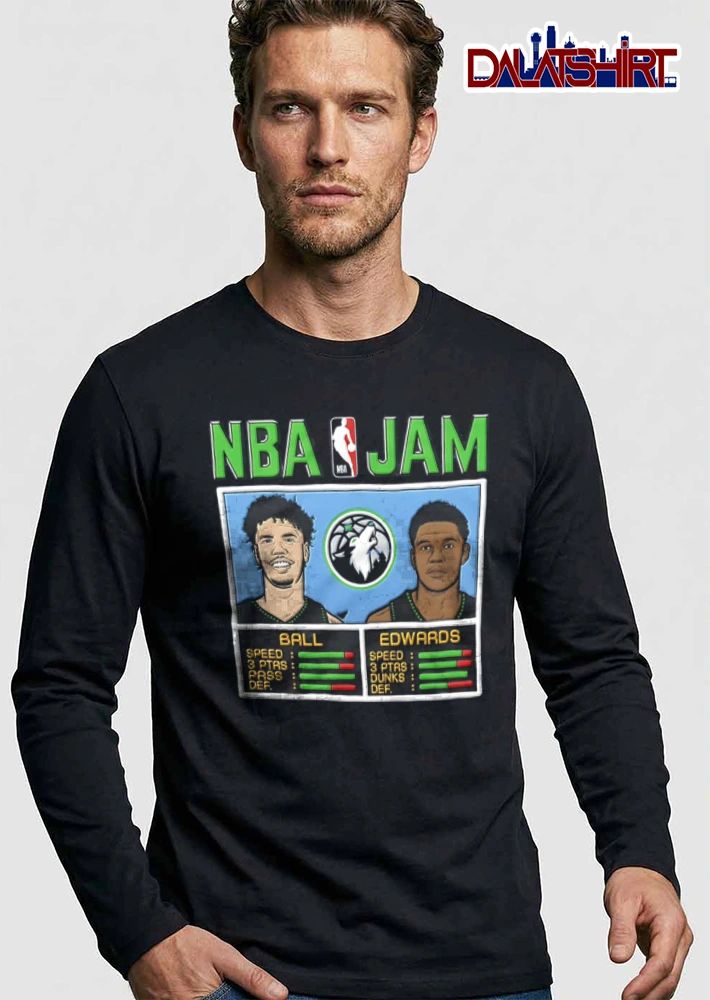 Minnesota Timberwolves Ball Edwards Anthony Edwards two basketball players stats graphic shirt