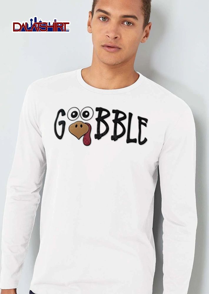 Gobble turkey face lettering cartoon style shirt