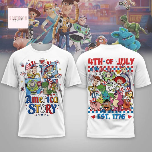 Disney Toy Story America Story Patriotic 4th of July Graphic 3D T-Shirt