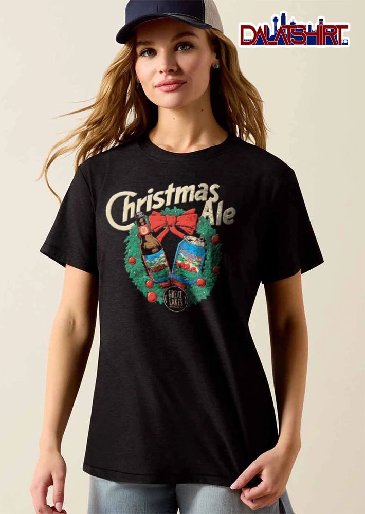 Great Lakes Brewing Co Christmas Ale beer bottle and can wreath shirt