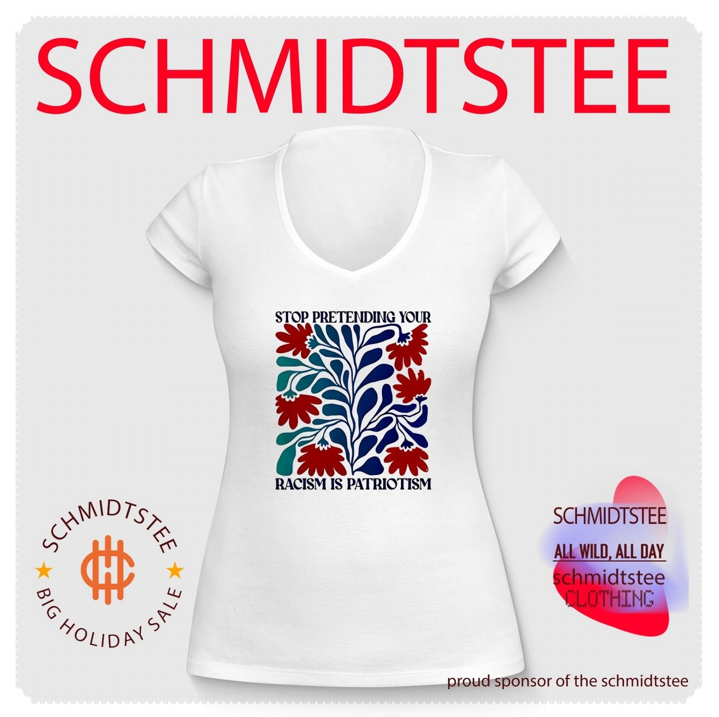 Stop pretending your racism is patriotism flower graphic shirt