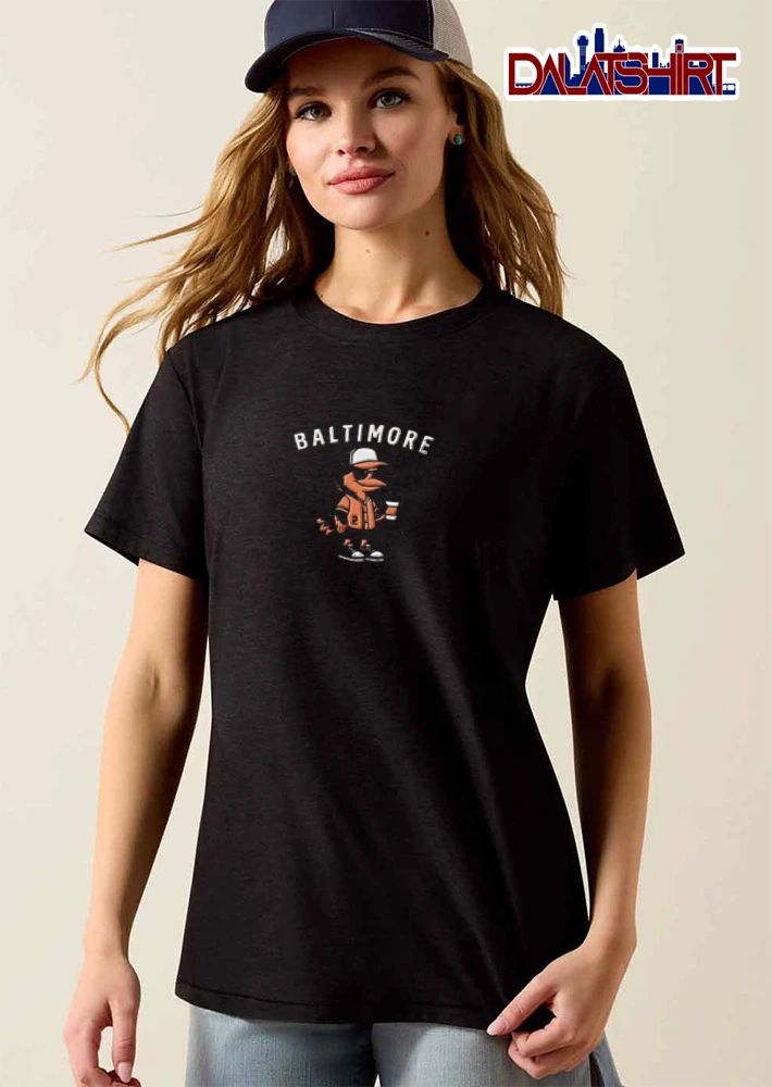 Baltimore Orioles Gunnar Henderson bird mascot holding coffee shirt