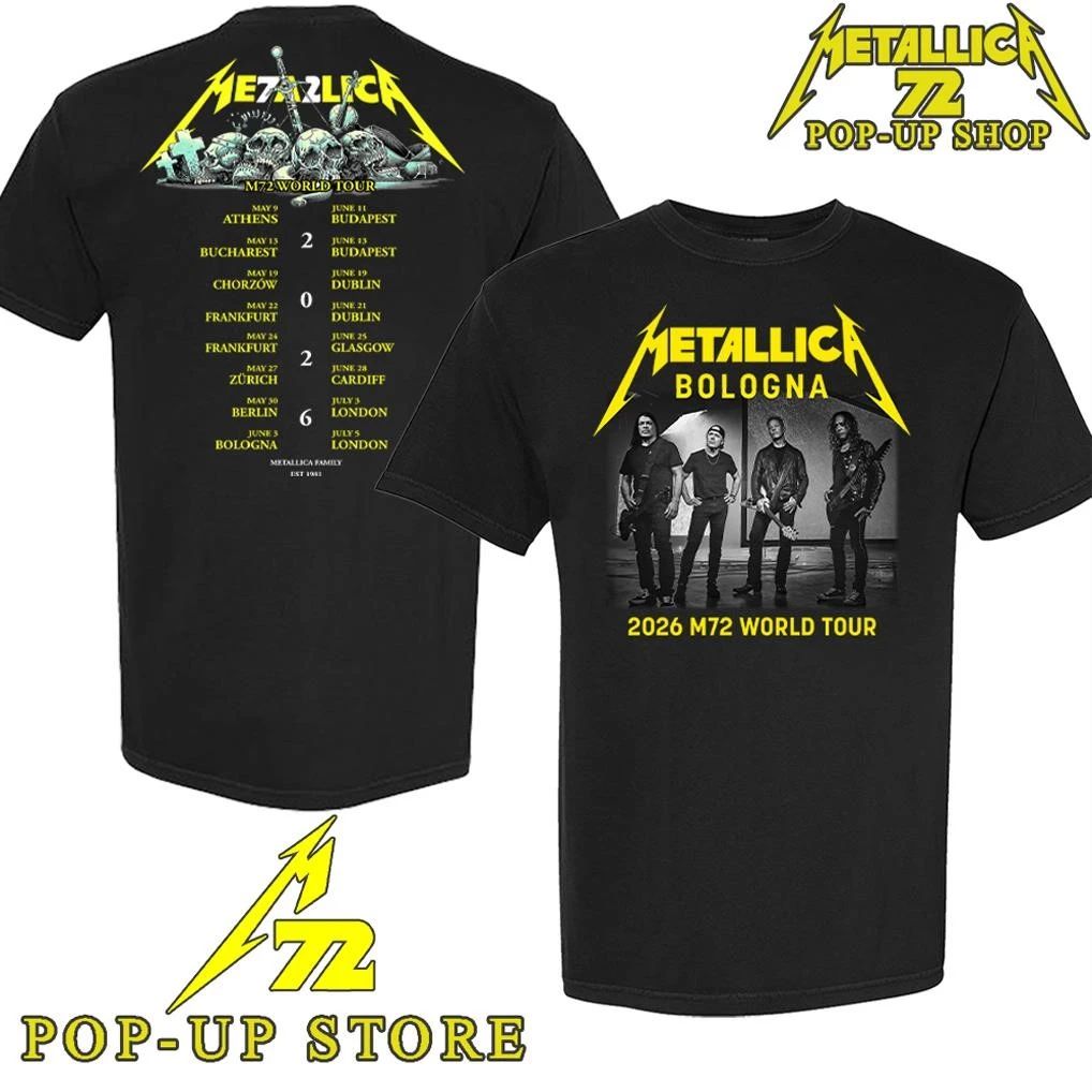 Metallica M72 Bologna, Italy 2026 Band Members Europe Tour Date T-Shirt