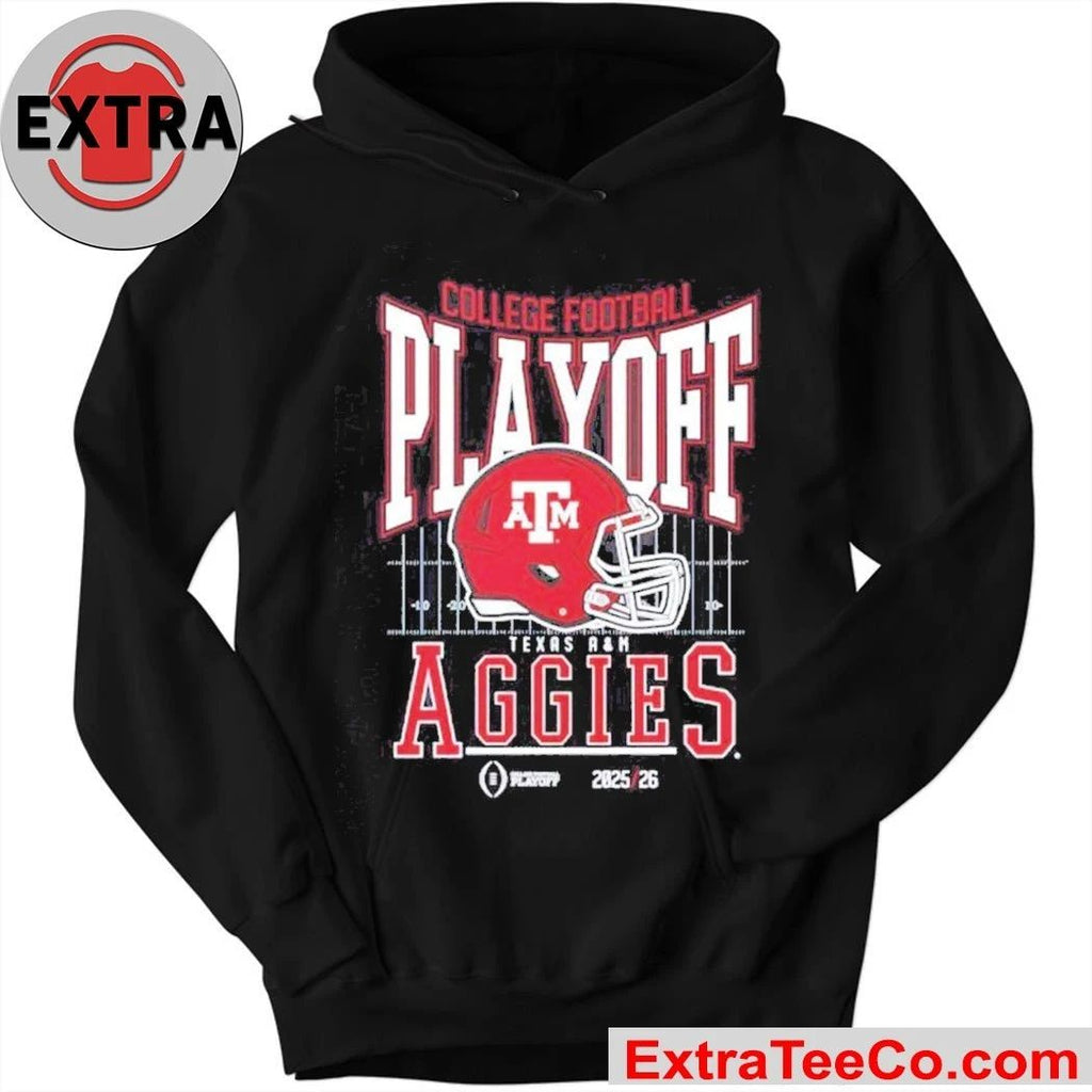Texas A and M Aggies 2025-2026 College Football Playoff Bound Helmet And Logo Shirt
