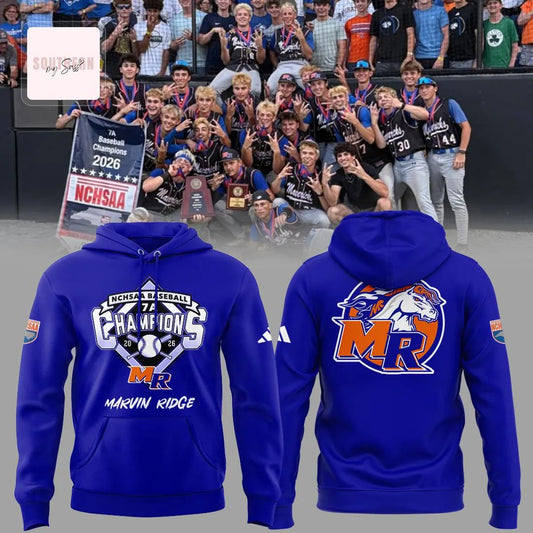 Marvin Ridge Mavericks 2026 NCHSAA 7A Baseball Champions Commemorative Pullover Hoodie