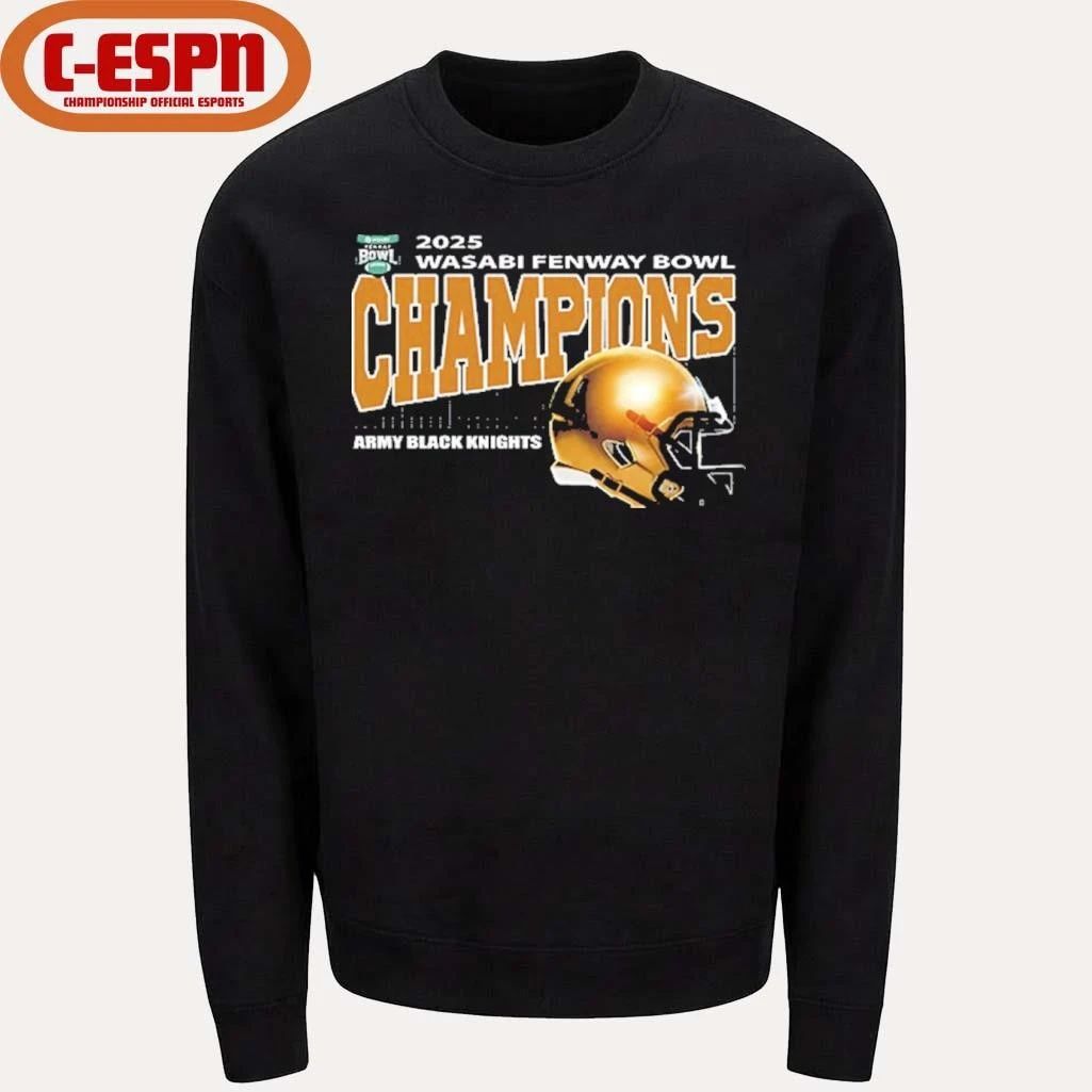 Army Black Knights 2025 Wasabi Fenway Bowl Champions Helmet Shirt