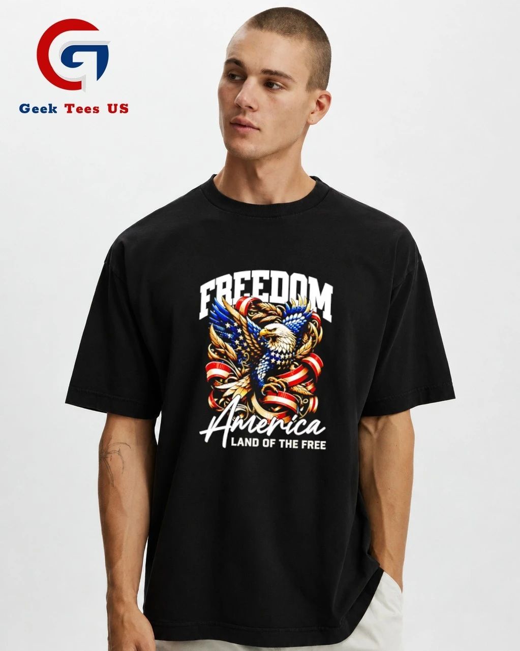 Freedom America Land Of The Free Bald Eagle American Flag Feathers Ribbons shirt