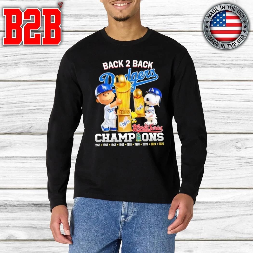 Los Angeles Dodgers Back To Back World Series Champions 2025 Snoopy Peanuts Shirt