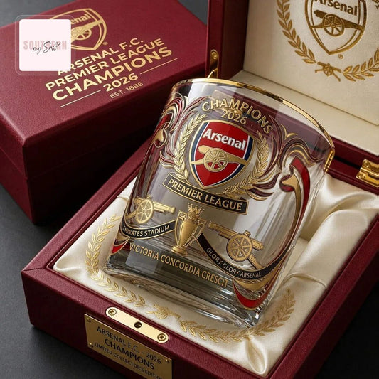 Arsenal Premier League Champions 2026 Commemorative Whiskey Glass
