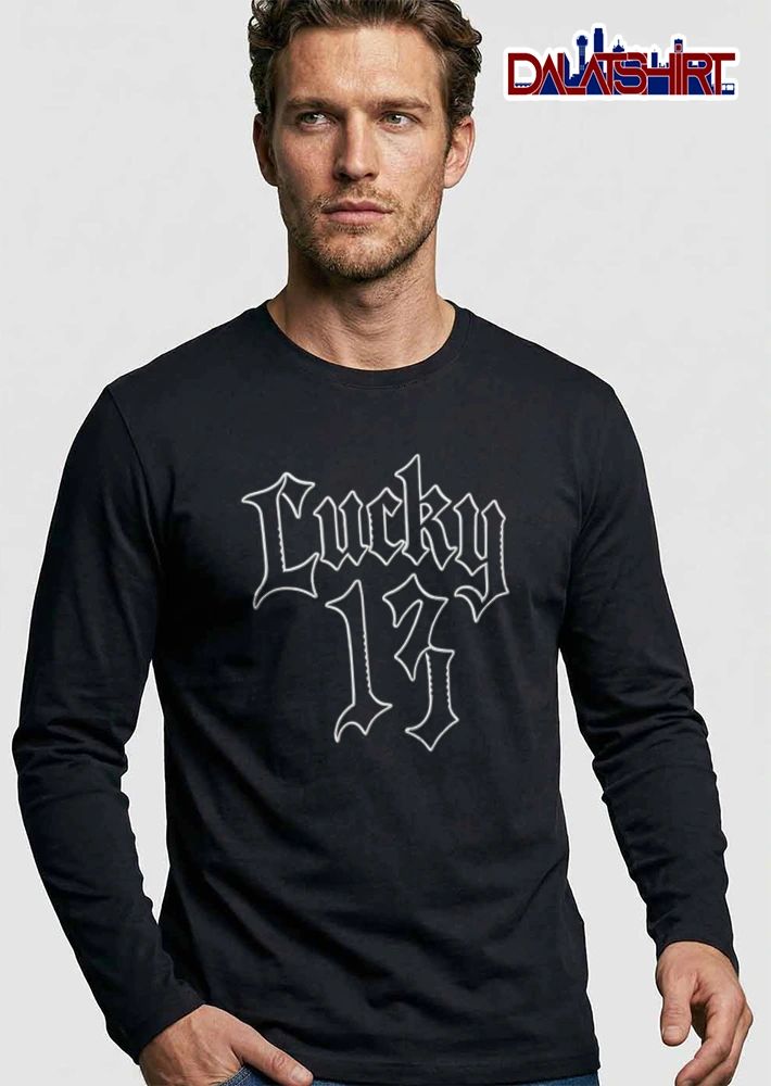 Lucky 13 old english font text shirt