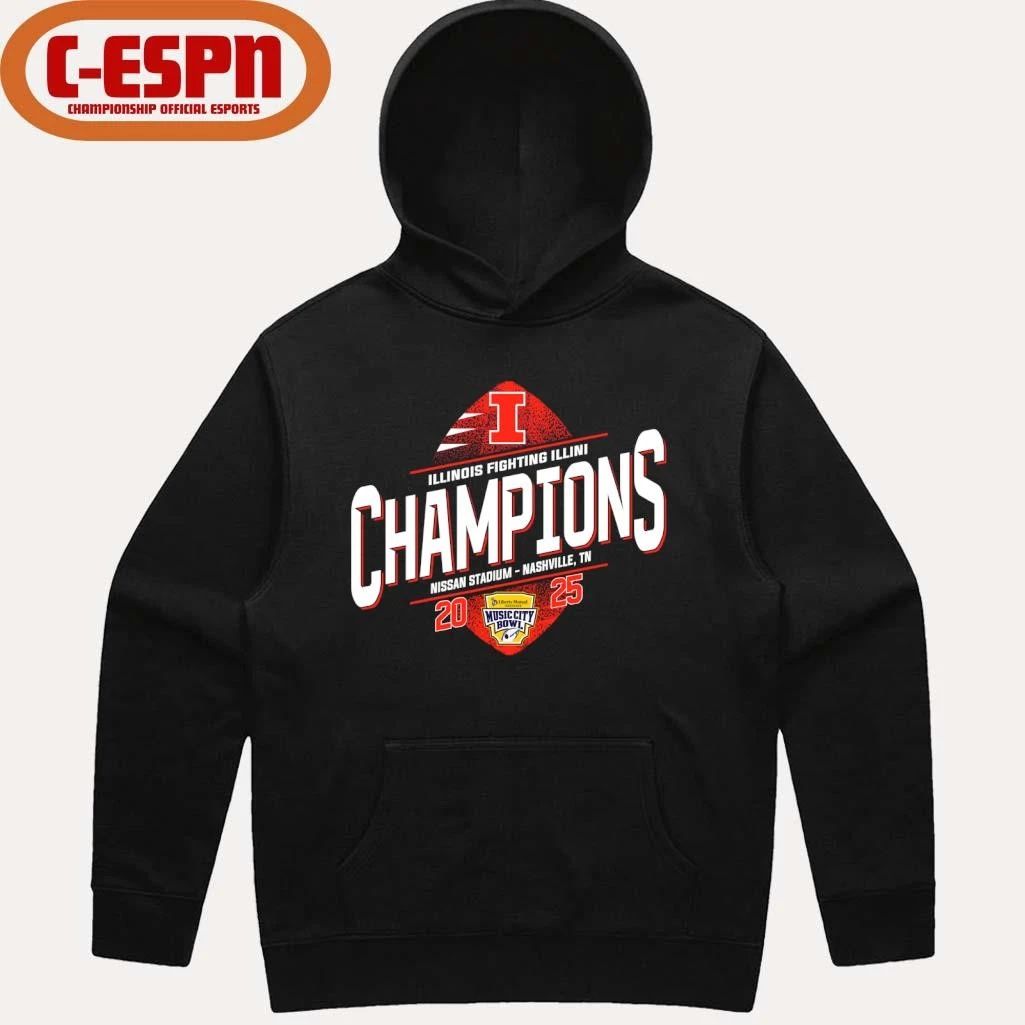 Illinois Fighting Football 2025 Music City Bowl Champions T-Shirt
