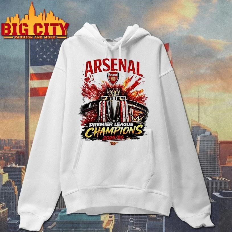 Arsenal Premier League Champions 2025 26 Retro Football Graphic Shirt