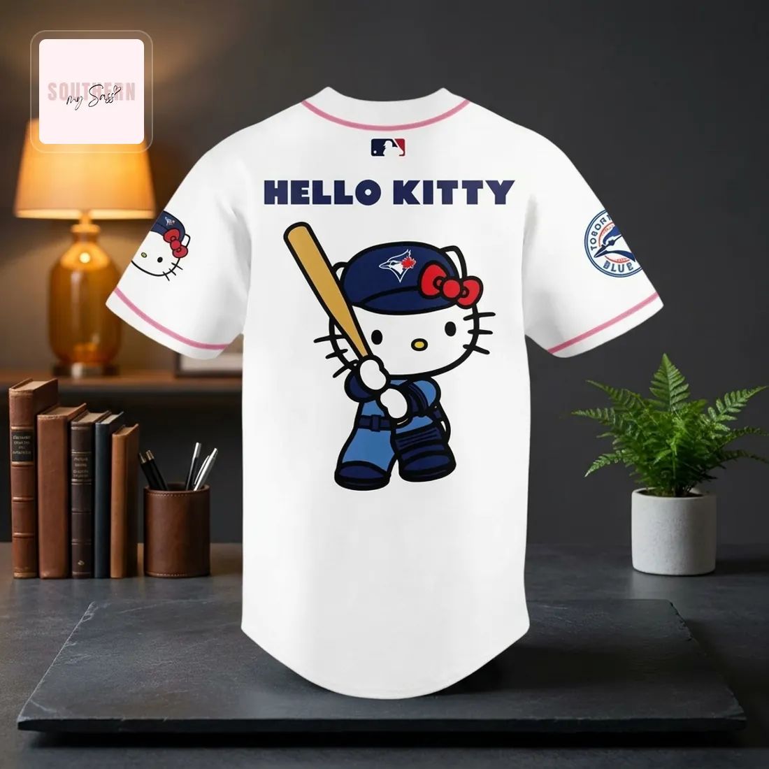Toronto Blue Jays Hello Kitty Official Crossover White Baseball Jersey
