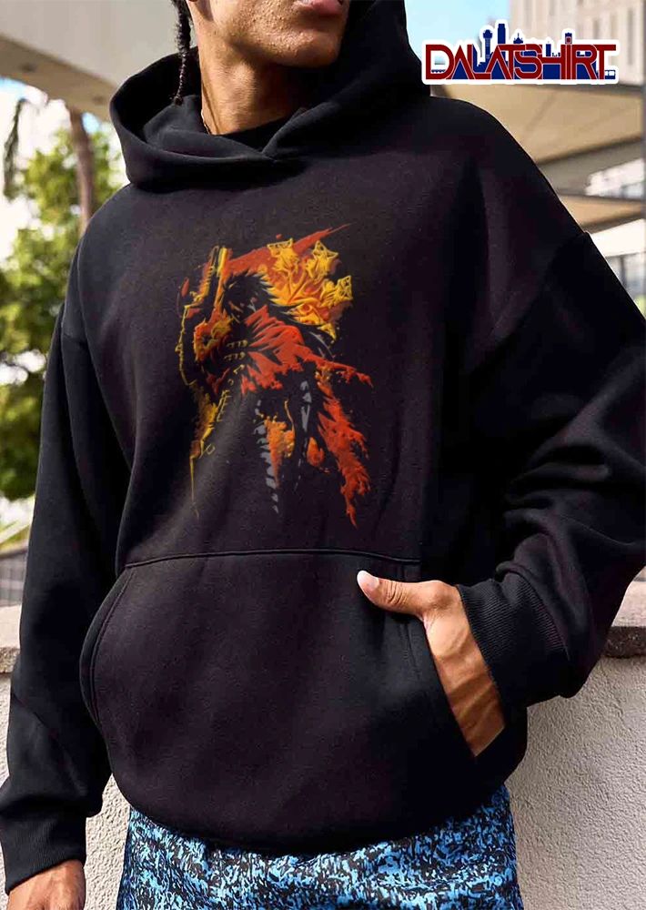 Hellsing Alucard anime character holding gun red cloak shirt