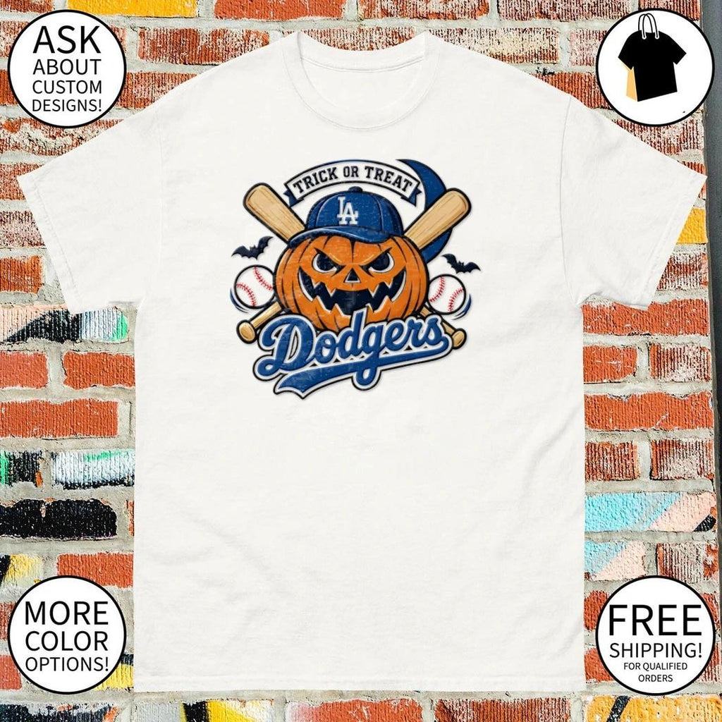 Los Angeles Dodgers Halloween pumpkin trick or treat spooky season baseball shirt