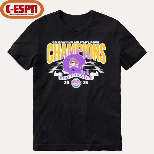 ECU Pirates 2025 Military Bowl Champions Helmet T-Shirt