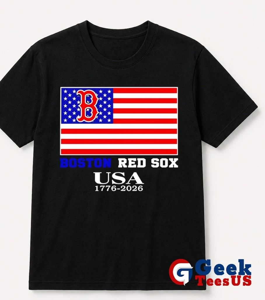 Boston Red Sox USA 1776-2026 American flag logo shirt
