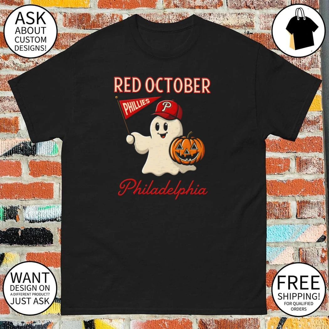 Phillies Baseball Red October Ghost Pumpkin shirt
