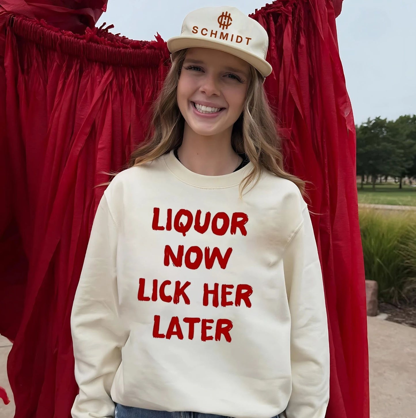 Liquor now lick her later simple text shirt