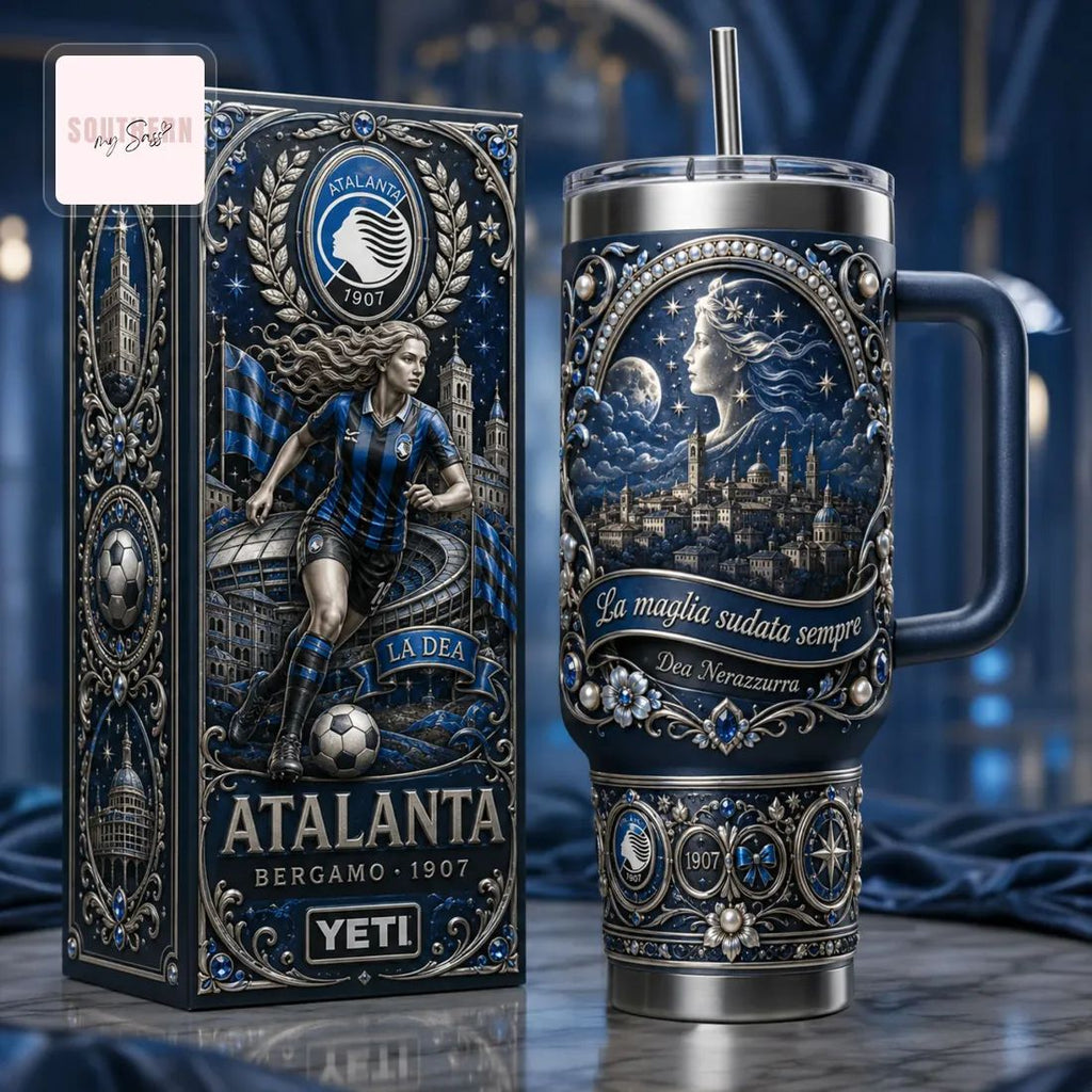 Atalanta Bergamo 1907 Football Fan 40oz Insulated Tumbler With Handle
